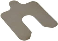 Made in USA - 20 Piece, 2 Inch Long x 2 Inch Wide x 0.01 Inch Thick, Slotted Shim Stock - Stainless Steel, 5/8 Inch Wide Slot - Caliber Tooling