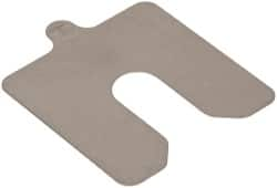 Made in USA - 10 Piece, 3 Inch Long x 3 Inch Wide x 0.015 Inch Thick, Slotted Shim Stock - Stainless Steel, 3/4 Inch Wide Slot - Caliber Tooling