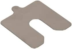 Made in USA - 10 Piece, 3 Inch Long x 3 Inch Wide x 0.02 Inch Thick, Slotted Shim Stock - Stainless Steel, 3/4 Inch Wide Slot - Caliber Tooling