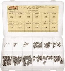 Value Collection - 200 Piece, #6-32 to 3/8-24, Stainless Steel Set Screw Assortment - Socket Cap Head, Hex Socket Drive, 3/16 to 3/8" Long, Grade 18-8 - Caliber Tooling