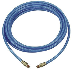 Coilhose Pneumatics - 1/4" ID, 1/4 Thread, 100' Long, Transparent Blue Polyurethane Coiled & Self Storing Hose - 200 Max psi, Male Rigid x Male Rigid - Caliber Tooling