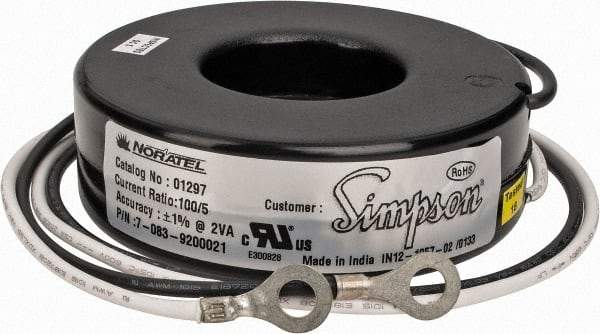 Simpson Electric - 2 VA Burden, 100 Amp AC Input, 5 Amp AC Output, 50 to 400 Hz, Panel Meter Donut Current Transformer - Screw Terminal, For Use with AC Ammeter - Caliber Tooling