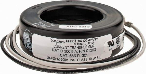 Simpson Electric - 2 VA Burden, 300 Amp AC Input, 5 Amp AC Output, 50 to 400 Hz, Panel Meter Donut Current Transformer - Screw Terminal, For Use with AC Ammeter - Caliber Tooling