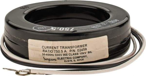 Simpson Electric - 2 VA Burden, 750 Amp AC Input, 5 Amp AC Output, 50 to 400 Hz, Panel Meter Donut Current Transformer - Screw Terminal, For Use with AC Ammeter - Caliber Tooling