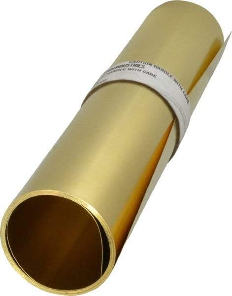 Made in USA - 10 Ft. Long x 12 Inch Wide x 0.008 Inch Thick, Roll Shim Stock - Brass - Caliber Tooling