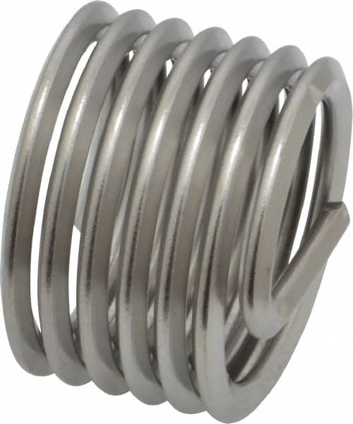 Heli-Coil - 1-8 UNC, 1" OAL, Free Running Helical Insert - 6-3/8 Free Coils, Tanged, 304 Stainless Steel, Bright Finish, 1D Insert Length - Caliber Tooling