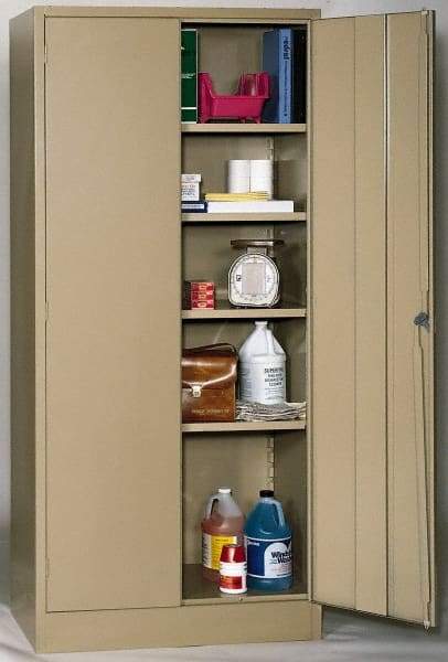 Edsal - 4 Shelf Combination Storage Cabinet - Steel, 36" Wide x 24" Deep x 72" High, Tan - Caliber Tooling