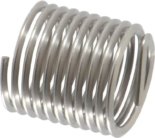 Heli-Coil - 7/16-20 UNF, 0.656" OAL, Free Running Helical Insert - 10-5/8 Free Coils, Tanged, Stainless Steel, Bright Finish, 1-1/2D Insert Length - Exact Industrial Supply