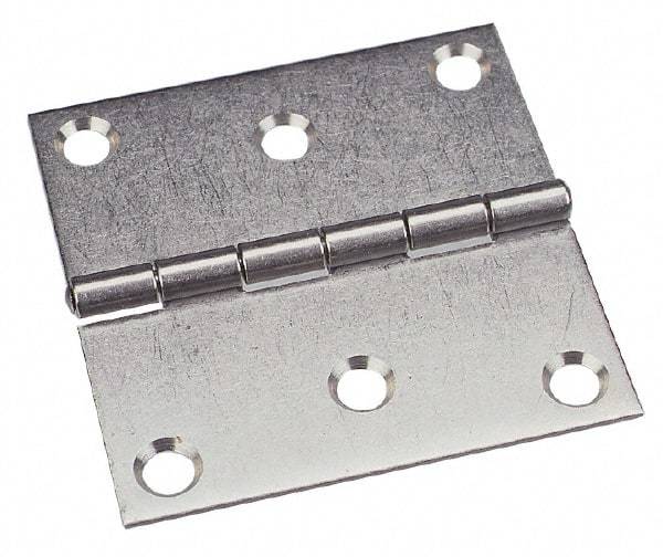 Made in USA - 3" Long x 3" Wide x 0.093" Thick, 302/304 Stainless Steel Commercial Hinge - 6 Holes, 0.25" Pin Diam - Caliber Tooling