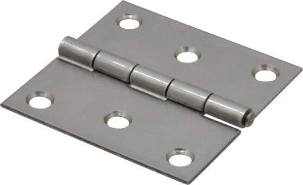 Made in USA - 2-1/2" Long x 2-1/2" Wide x 0.062" Thick, 302/304 Stainless Steel Commercial Hinge - 6 Holes, 0.12" Pin Diam - Caliber Tooling