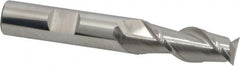 SGS - 1/2", 1-1/4" LOC, 1/2" Shank Diam, 3-1/4" OAL, 2 Flute, Solid Carbide Square End Mill - Single End, Uncoated, Spiral Flute, 45° Helix, Centercutting, Right Hand Cut, Right Hand Flute, Series 44 - Caliber Tooling