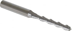 SGS - 1/4", 1-3/4" LOC, 3/8" Shank Diam, 3-9/16" OAL, 2 Flute, Solid Carbide Square End Mill - Single End, Uncoated, Spiral Flute, 45° Helix, Centercutting, Right Hand Cut, Right Hand Flute, Series 44 - Caliber Tooling