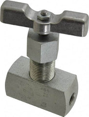 Made in USA - 1/8" Pipe, Inline Hard Seat Needle Valve - FNPT x FNPT Ends, Alloy Valve, 10,000 Max psi - Caliber Tooling