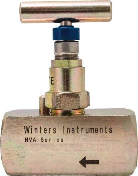 Value Collection - 1/2" Pipe, Inline Hard Seat Needle Valve - FNPT x FNPT Ends, Alloy Valve, 10,000 Max psi - Caliber Tooling