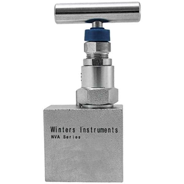 Value Collection - 1/4" Pipe, Angled Hard Seat Needle Valve - FNPT x FNPT Ends, Grade 316 Stainless Steel Valve, 10,000 Max psi - Caliber Tooling