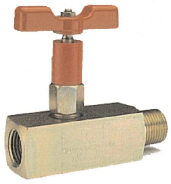 Value Collection - 1/2" Pipe, Inline Soft Seat Needle Valve - MNPT x FNPT Ends, Alloy Valve, 6,000 Max psi - Caliber Tooling