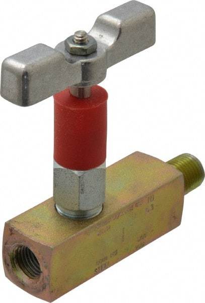 Value Collection - 1/4" Pipe, Inline Soft Seat Needle Valve - MNPT x FNPT Ends, Alloy Valve, 6,000 Max psi - Caliber Tooling