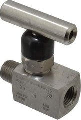 Made in USA - 1/4" Pipe, Inline Miniature Needle Valve - MNPT x FNPT Ends, Grade 316 Stainless Steel Valve, 6,000 Max psi - Caliber Tooling