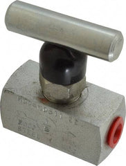 Made in USA - 1/8" Pipe, Inline Miniature Needle Valve - FNPT x FNPT Ends, Alloy Valve, 6,000 Max psi - Caliber Tooling