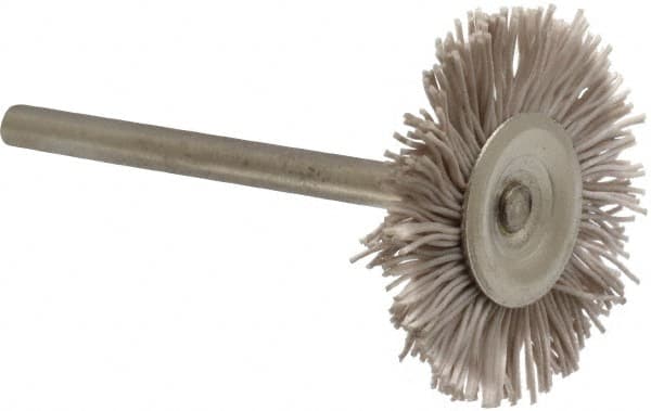 Osborn - 1" OD, 1/8" Shank Diam, Nylon Wheel Brush - 3/32" Face Width, 6,000 RPM - Caliber Tooling