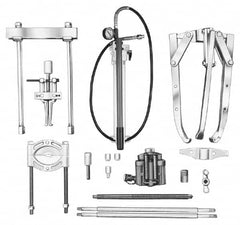 OTC - 18 Piece, 20" Spread, Hydraulic Puller Set - 3 Jaws, 41" OAL, 18-1/2" Reach - Caliber Tooling