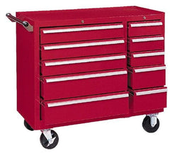 Kennedy - 10 Drawer Steel Tool Roller Cabinet - 39-3/8" Wide x 35" High x 18" Deep, Ball Bearing Drawer Slides, Brown - Caliber Tooling