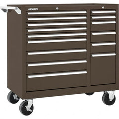 Kennedy - 15 Drawer 2,800 Lb Capacity Steel Tool Roller Cabinet - 39-3/8" Wide x 39" High x 18" Deep, Brown - Caliber Tooling