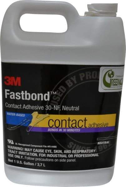 3M - 1 Gal Bottle Natural Contact Adhesive - Series 30NF, 15 to 30 min Working Time, 4 hr Full Cure Time, Bonds to Cardboard, Ceramic, Fabric, Fiberglass, Foam, Glass, Leather, Metal, Plastic, Rubber, Vinyl & Wood - Caliber Tooling