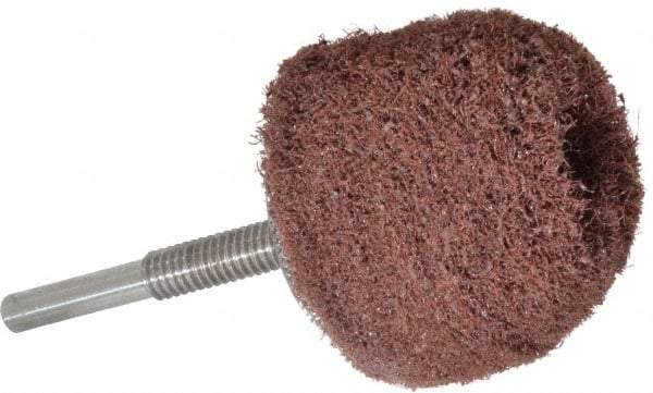 Superior Abrasives - 2" Diam x 2" Thick, Mounted Polishing Wheel - Medium Grade, 1/4" Shank Diam - Caliber Tooling