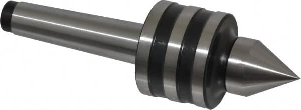 Interstate - MT2 Taper Shank, 1-39/64" Head Diam 756 Lb Capacity Live Center - 1-1/4" Head Length, 15/16" Point Diam, 1-11/32" Point Len, 260 Lb Max Workpc, 5-21/64" OAL, Standard Point - Caliber Tooling