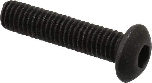 Value Collection - #10-32 UNF Hex Socket Drive, Button Screw - Alloy Steel, Black Oxide Finish, Fully Threaded, 7/8" Length Under Head - Caliber Tooling