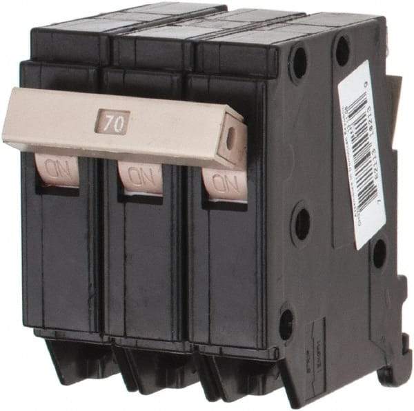 Eaton Cutler-Hammer - 70 Amp, 120/240 VAC, 3 Pole, Plug In Type CH Circuit Breaker - Thermal Magnetic Trip, 10 kA Breaking Capacity, 14-6 AWG - Caliber Tooling