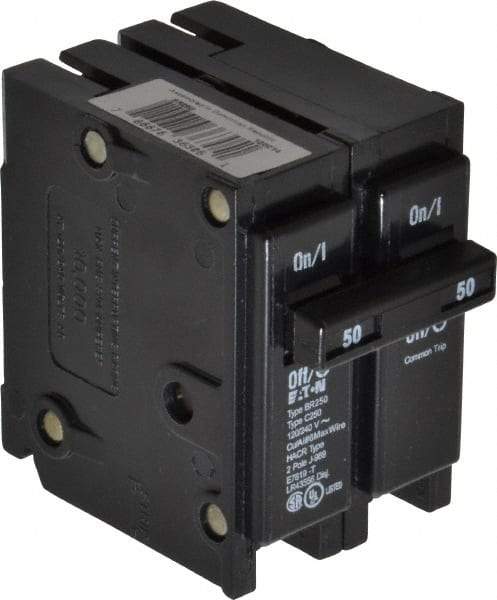 Eaton Cutler-Hammer - 50 Amp, 120/240 VAC, 2 Pole, Plug In Type BR Circuit Breaker - Thermal Magnetic Trip, 10 kA Breaking Capacity, 14-4 AWG - Caliber Tooling