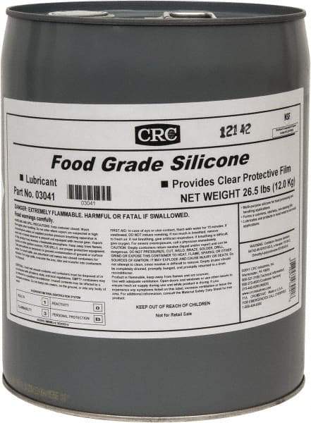 CRC - 5 Gal Pail Nondrying Film/Silicone Penetrant/Lubricant - Clear & White, -40°F to 400°F, Food Grade - Caliber Tooling