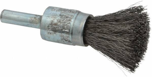 Osborn - 1/2" Brush Diam, Crimped, End Brush - 1/4" Diam Shank, 25,000 Max RPM - Caliber Tooling