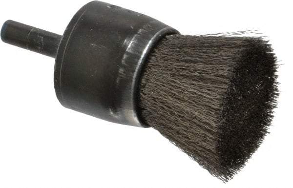 Osborn - 1" Brush Diam, Crimped, End Brush - 1/4" Diam Shank, 20,000 Max RPM - Caliber Tooling