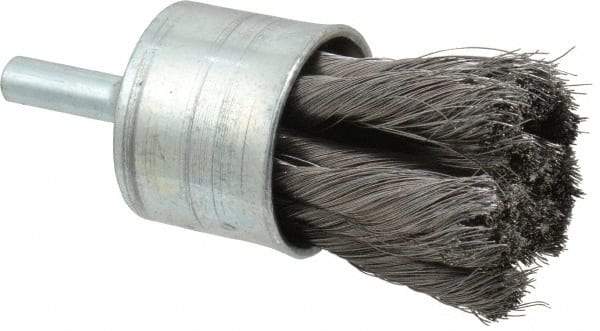 Osborn - 1" Brush Diam, Knotted, End Brush - 1/4" Diam Shank, 20,000 Max RPM - Caliber Tooling