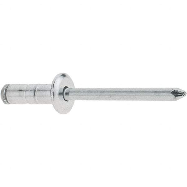 RivetKing - Size 52-54 Large Flange Head Aluminum Multi Grip Blind Rivet - Steel Mandrel, 0.047" to 0.276" Grip, 1/2" Head Diam, 0.16" to 0.164" Hole Diam, 0.512" Length Under Head, 5/32" Body Diam - Caliber Tooling