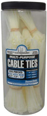 Thomas & Betts - 4 to 11 Inch Range, White Cable Ties - 3 Inch Bundle Diameter, 18, 40 and 50 Lb. Strength, Nylon - Caliber Tooling