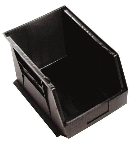 Quantum Storage - 75 Lb. Load Capacity, 18" Deep, Black Polypropylene Hopper Stacking Bin - 10" High x 11" Wide x 18" Long - Caliber Tooling