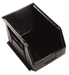 Quantum Storage - 75 Lb. Load Capacity, 16" Deep, Black Polypropylene Hopper Stacking Bin - 8" High x 11" Wide x 16" Long - Caliber Tooling