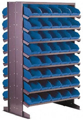 Quantum Storage - 24" Deep x 36" Wide x 60" High, Steel Floor Rack - 2 Sides, 80 Blue Plastic Bins, 36" Bin Width x 60" Bin Height x 24" Bin Depth - Caliber Tooling