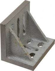 Interstate - 3-1/2" Wide x 2-1/2" Deep x 3" High Cast Iron Partially Machined Angle Plate - Slotted Plate, Through-Slots on Surface, Webbed, Single Plate - Caliber Tooling