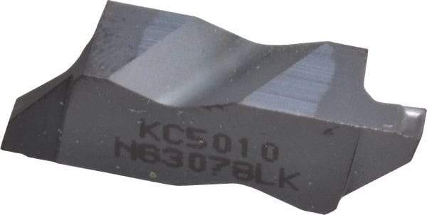 Kennametal - 3078NG K Grade KC5010, 1.98mm Cutting Width Carbide Grooving Insert - 2.39mm Max Depth of Cut, Left Hand, 0.19mm Corner Radius, TiAlN Finish - Caliber Tooling