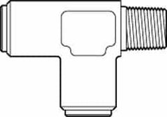 Norgren - 1/2" Outside Diam, 3/8 NPT, Brass Push-to-Connect Tube Male Run Tee - 150 Max psi, Tube to Male Connection, Buna O-Ring - Caliber Tooling