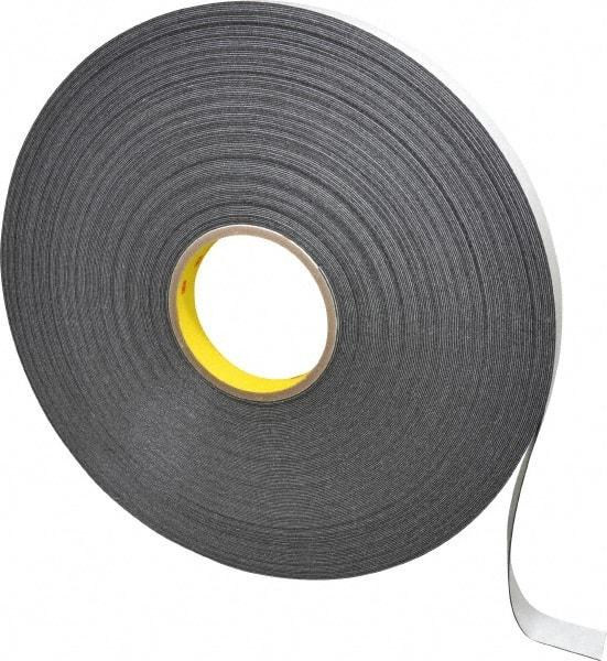 3M - 3/4" x 72 Yd Rubber Adhesive Double Sided Tape - 1/32" Thick, Black, Polyethylene Foam Liner, Continuous Roll, Series 4462B - Caliber Tooling