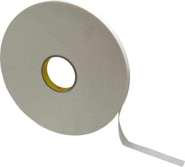 3M - 3/4" x 72 Yd Rubber Adhesive Double Sided Tape - 1/32" Thick, White, Polyethylene Foam Liner, Continuous Roll, Series 4462W - Caliber Tooling