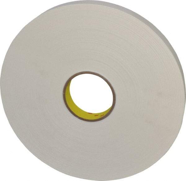 3M - 1" x 72 Yd Rubber Adhesive Double Sided Tape - 1/32" Thick, White, Polyethylene Foam Liner, Continuous Roll, Series 4462W - Caliber Tooling