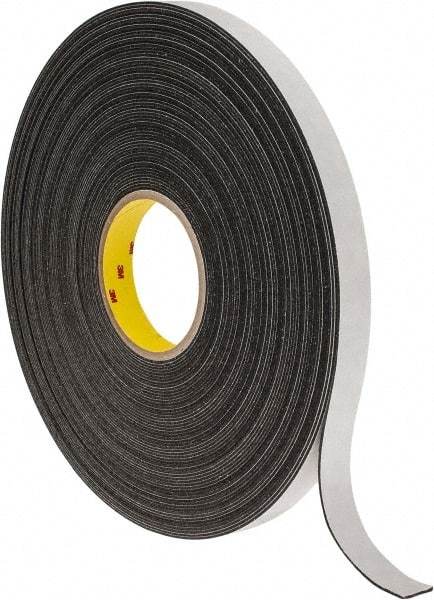 3M - 3/4" x 36 Yd Rubber Adhesive Double Sided Tape - 1/16" Thick, Black, Polyethylene Foam Liner, Continuous Roll, Series 4466B - Caliber Tooling