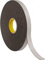 3M - 1" x 36 Yd Rubber Adhesive Double Sided Tape - 1/16" Thick, Black, Polyethylene Foam Liner, Continuous Roll, Series 4466B - Caliber Tooling